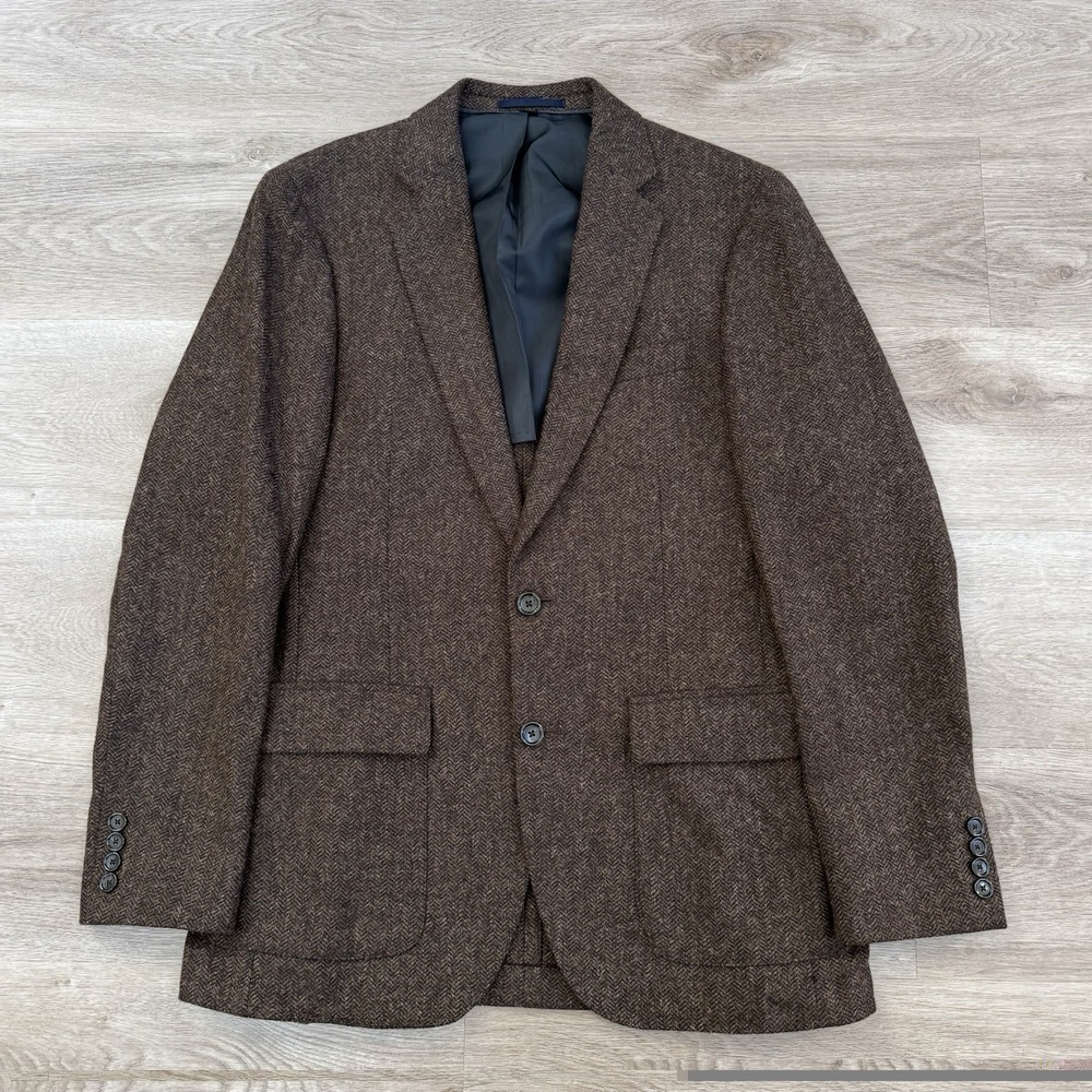 J.Crew Ludlow Blazer Mens 38R Brown Herringbone Tweed Moon Wool Blend Coat C8778